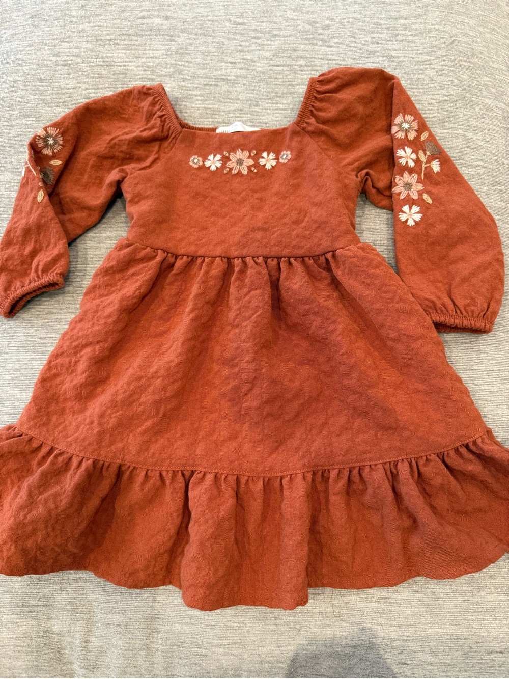 Little Co. Floral-Embroidered Long Sleeve Dress